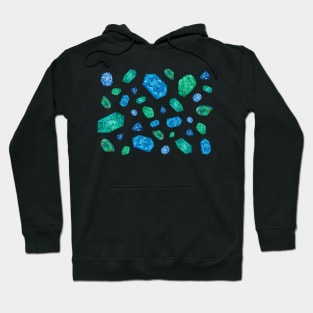 Blue gemstones pattern (black version) Hoodie